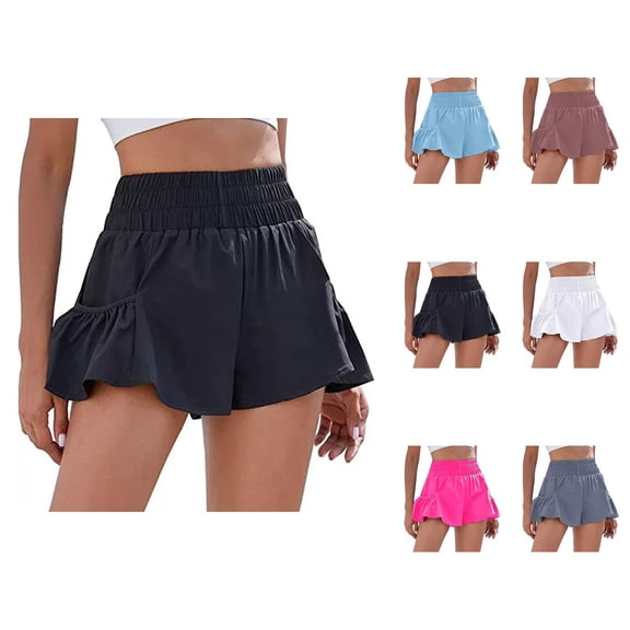 Athletic Running Shorts for Women Summer Casual Elastic High Waist Quick Drying Flowy Workout Gym Shorts with Pockets