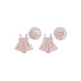 thumbnail image 2 of BemeyourBBs 2Pcs Newborn Baby Girl Summer Clothes Smocked Outfit Romper Dress Sleeveless Square Neck Floral Cherry Print Smocked Dress Sunhat Set, 2 of 9