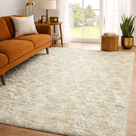Addison Rugs Dream Shag Premium Machine Washable Traditional Diamond Beige Rectangle Rug, 10' x 14'