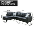 thumbnail image 5 of Hommoo Faux Leather 4-Seat L Shaped Couch Living Room Sofa Set, Sectional Sofa Chaise Lounge, Modern Couch Sofa Set for Home, Apartment, Dorm, Black(Without Ottoman), 5 of 9
