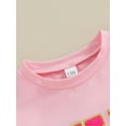 thumbnail image 5 of Toddler Girls Summer Casual T-shirt Pink Short Sleeve Round Neck Letter Embroidery Tops, 5 of 9