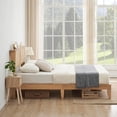 thumbnail image 3 of Ourlova Queen Size Bed Frame with Rattan Headboard, Full Size Bed Frame with LED Lights, with Storage Headboard, No Box Spring Needed, Easy Assembly, 3 of 7