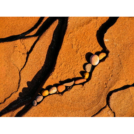 Pebbles on rocks at shoreline, Lake Superior, Keweenaw Peninsula, Upper Peninsula, Michigan, USA Print Wall