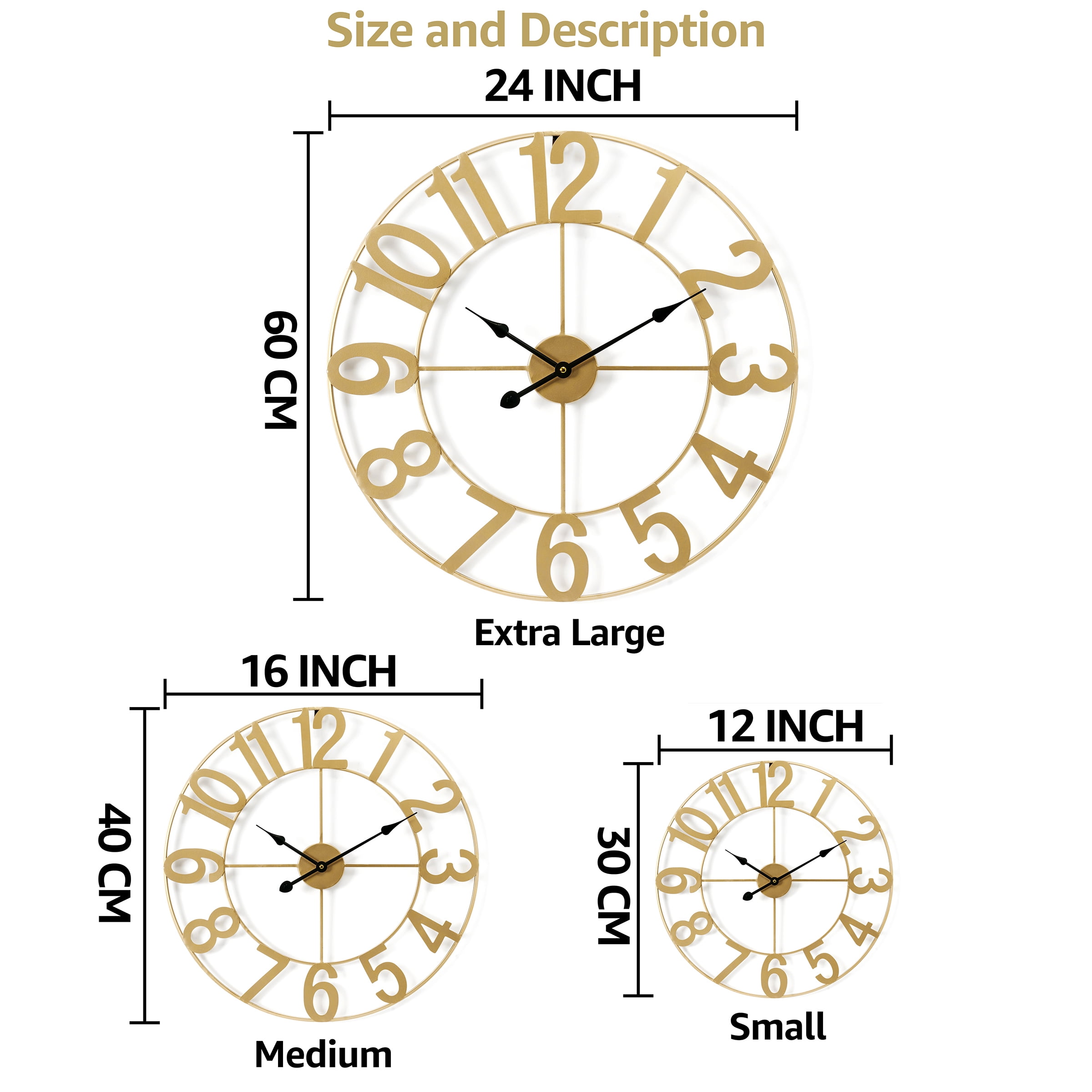 Sorbus 16" Quartz Classic Indoor Oversized Wall Clock, Easy Installation