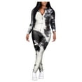 thumbnail image 2 of Itsame Tops and Pants Activewear Set Womens Sweatsuits 2pcs Sets Long Sleeved Printed Zipper Tie Dyeing Stand-Up Collar Women Athletic Outfit Sets White Size L, 2 of 4