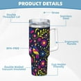 thumbnail image 5 of Picia Colorful Mexican Pattern 40oz Ice Bully Insulated Tumbler with Handle, Double-Wall Stainless Steel Cup, Leak-Proof Lid and Straw, 5 of 8