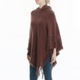 thumbnail image 4 of HBYJLZYG Womens Hooded Shawl Wrap Cape, Crochet Versatile Tassel Irregular Hem Sweater Tops, 4 of 7