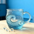 thumbnail image 6 of 2 Pcs Handcrafted Sea Wave Glass Mug, 12 oz with Unique Textured Design, Perfect for Coffee & Tea, Handcrafted Glassware for Ocean & Beach Lovers, 6 of 8