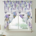 thumbnail image 2 of Purple Flowers Swag Valances for Windows, Kitchen Window Curtains Over Sink, Weeping Spring Floral Bicycle Wooden Window Treatment Curtains for Living Room/Bedroom Curtains 2 Panel Sets 36"x45", 2 of 8