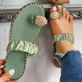 thumbnail image 2 of Anuirheih Women's Slide Sandals Rhinestone Pearl Open Toe Flat Sandals Slip On Toe Ring Slide Casual Summer Beach Sandals(Green), 2 of 9