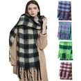 thumbnail image 4 of Prolriy Scarf for Women Thermal Scarf Fall Winter Scarf Classic Tassel Plaid Scarf Warm Soft Chunky Large Blanket Wrap Shawl Scarves 1 Pack Warm Scarf for Womens Shawl Scarf Purple, 4 of 4