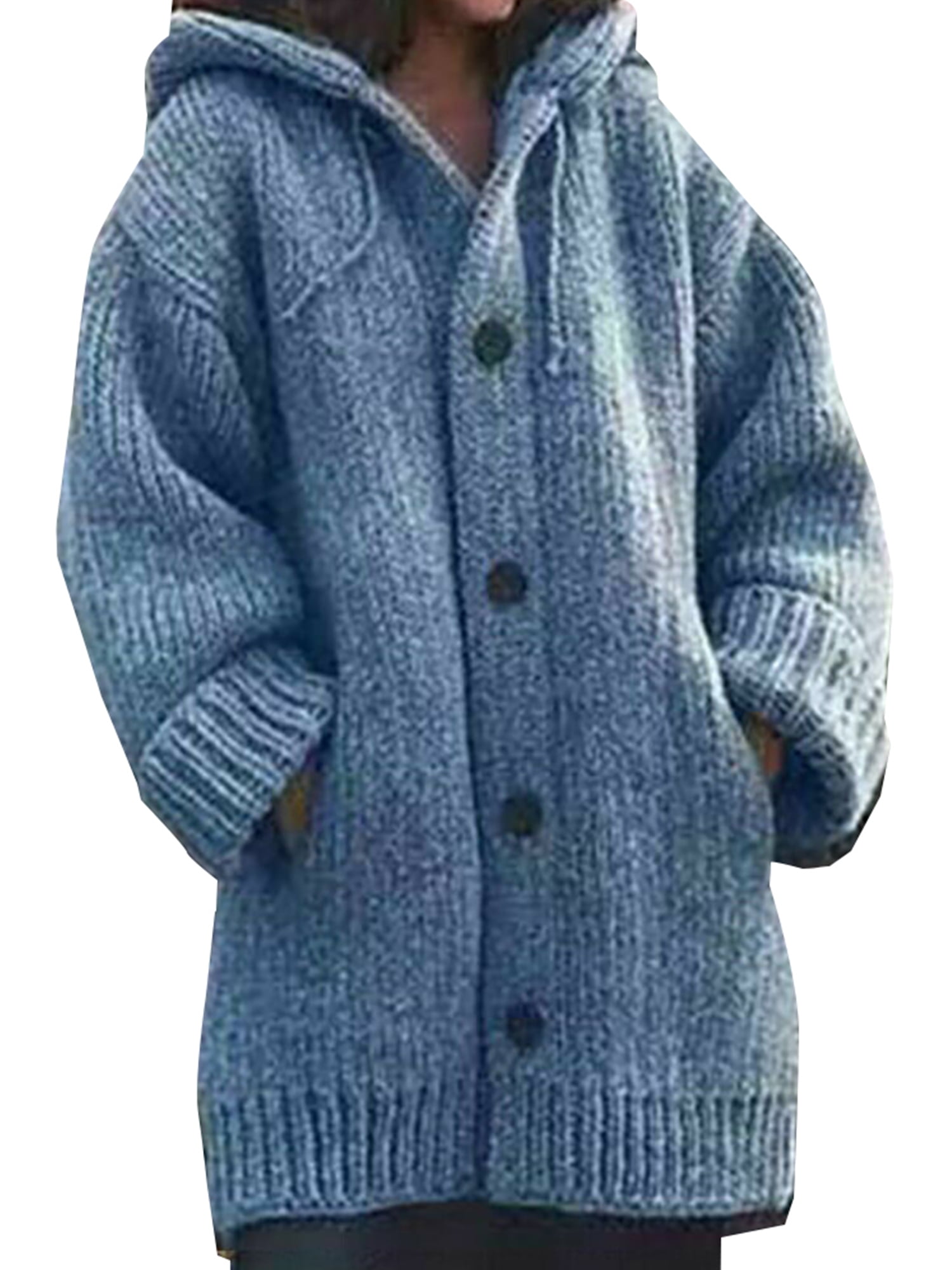 long chunky hooded cardigan