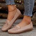 thumbnail image 4 of Rokment Womens Wedge Slip on Walking Loafers Vintage Bow Leather Low Heels Ballet Flat Dress Shoes Boho Beach Casual Spring Fall Footwear Pink Size 6.5, 4 of 6