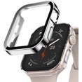 thumbnail image 1 of 2 Pack Hard Case Compatible with Apple Watch 45mm Series 8 Series 7 with Tempered Glass Screen Protector, Silver/Clear Ultra-Thin Durable Protective Cover for iWatch, 1 of 5