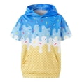 thumbnail image 2 of Big Boys Hoodies Pullover Short Sleeve Hoodie Athletic Pullover with Pocket Shirts ,Size 11-12T , Blue, 2 of 4