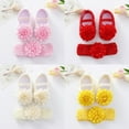 thumbnail image 4 of Infant Baby Girl Shoes Headband 2pcs Set-Baby Mary Flats Cute Flower Princess Wedding Dress Shoes Crib Shoe Headband for Newborns, Infants, Babies Toddlers 0-12 Months, 4 of 6