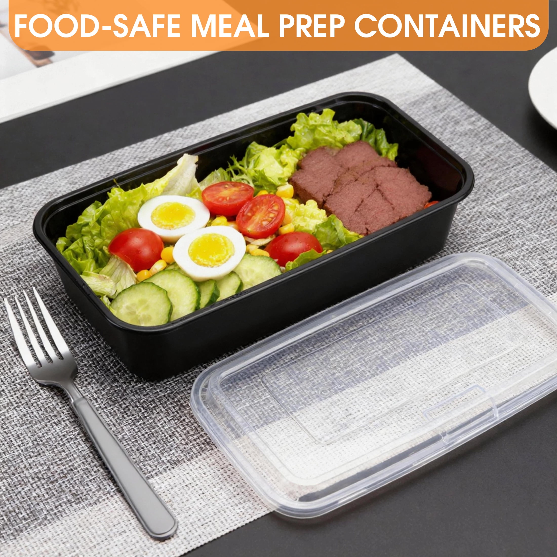 GARITIN Meal Prep Containers 15 Pack, Plastic Disposable Food Storage Containers with Lids for Food, Microwave Safe To Go Take Out Lunch Containers, 30-Piece