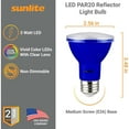 thumbnail image 2 of Sunlite 3w LED PAR20 Blue Colored Recessed E26 Base Floodlight Bulb - 50W Equiv, 2 of 4