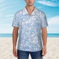 thumbnail image 2 of Xecao White Bule Glitter print Hawaiian shirt - a stylish short-sleeve button-down for men, perfect for casual beach and tropical outings., 2 of 9