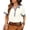 Beige, variant on Women's Colorblock Short Sleeve Button-Down Top, Contrast Collar Snap Button Western Shirt, Breathable Casual Summer Blouse