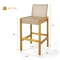 thumbnail image 3 of Gymax Wicker Bar Stools Set of 2 Patio Chairs w/ Solid Wood Frame Ergonomic Footrest Light Brown, 3 of 7