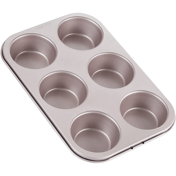 CHEFMADE Muffin Cake Pan, 6-Cavity Non-Stick & Dishwasher Safe Cupcake Pan, Oven Bakeware (Champagne Gold)