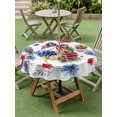 thumbnail image 4 of Outdoor Tablecloth with Umbrella Hole for Patio/Picnic/Party/Camping, 4th of July Waterproof Table Cloth Round Cover Washable, Independence Day Floral Blue Red Vintage (Dia 54"), 4 of 9