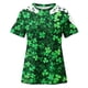 thumbnail image 4 of Camisas de Manga Corta para las Mujeres Impresión Cuello Redondo Suéter Encaje Blusa, Top Casual para el Hogar Y Diario, 4 of 9