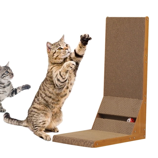 Rascador de gato en forma de L para gatos de interior, tabla rascadora Vertical para ahorro de espacio para gatos pequeños y medianos, gatitos jugando Actualizado
