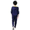 thumbnail image 2 of Sonducket 3 unids/set fiesta viaje niños abrigo camiseta pantalones cremallera chaqueta pantalones ropa Kit ropa regalo de cumpleaños conjuntos de ropa Azul marino 170cm, 2 of 6