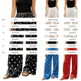thumbnail image 2 of MVRLSH Women's Wide Leg Pants Gradient Elastic Waist Nine Inch Loose Trousers Decorated With Button Side Pocket Details Stretch Dress Casual Flowy Palazzo Pants Black - XXL, 2 of 6