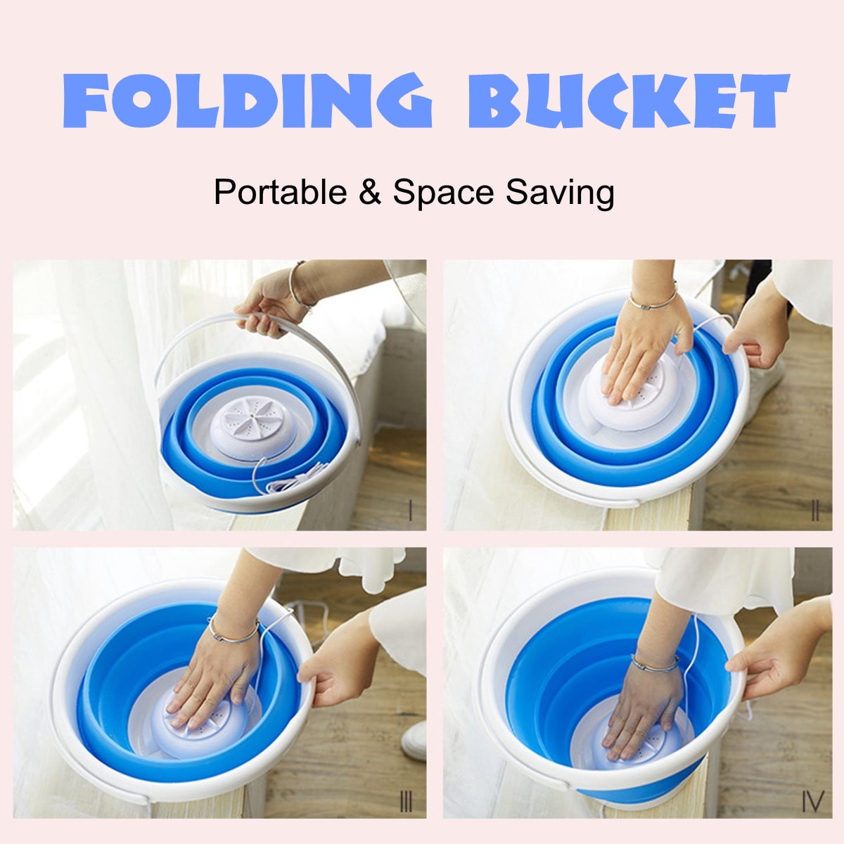 USB Folding Portable Ultrasonic Turbo Washing Machine Personal Laundry