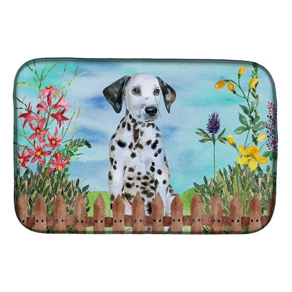 Caroline's Treasures Dalmatian Puppy Spring Dish Drying Mat