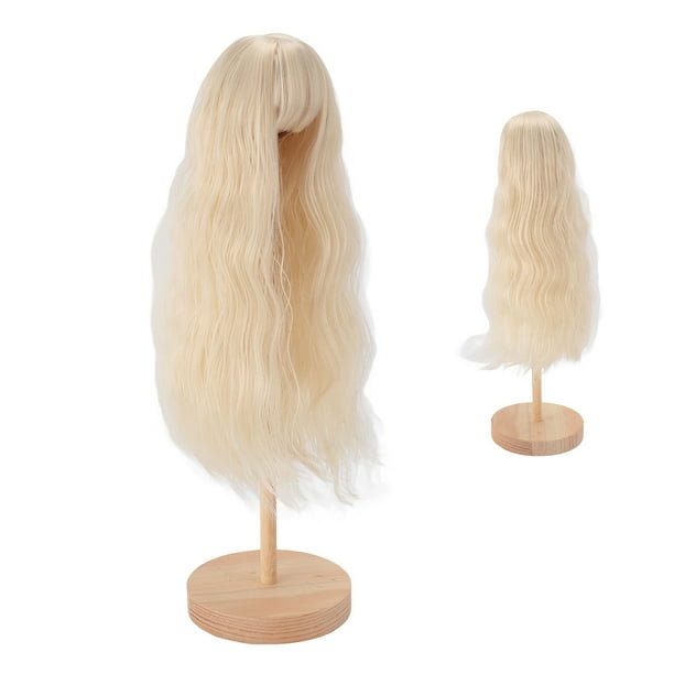 Peluca De 1/4 Muñecas Con Gran Volumen De Cabello, Brillante Con Flequillo Recto, Adecuado Para Muñecas De 18.5 A 21 Cm, Peluca De Cabello Rizado De Muñeca, Malla Con