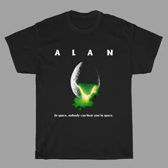 Reprint Rare Alan In Space No Body Can Hear You Movie Men's Black T-Shirt Size S to 5XL