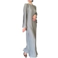 thumbnail image 2 of YUTK Robes Modestes pour Femmes, Robe d'Hiver Douce et Mince pour Femmes à Manches Trompette Plissées et Col Rond Gris TG, 2 of 8