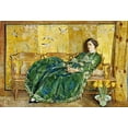 thumbnail image 2 of Hassam, Childe 24x18 Gold Ornate Wood Framed with Double Matting Museum Art Print Titled - April The Green Gown, 2 of 4