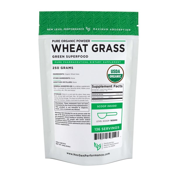 Organic Wheat Grass Powder 250g (8.8oz) Nutrient Rich Antioxidant