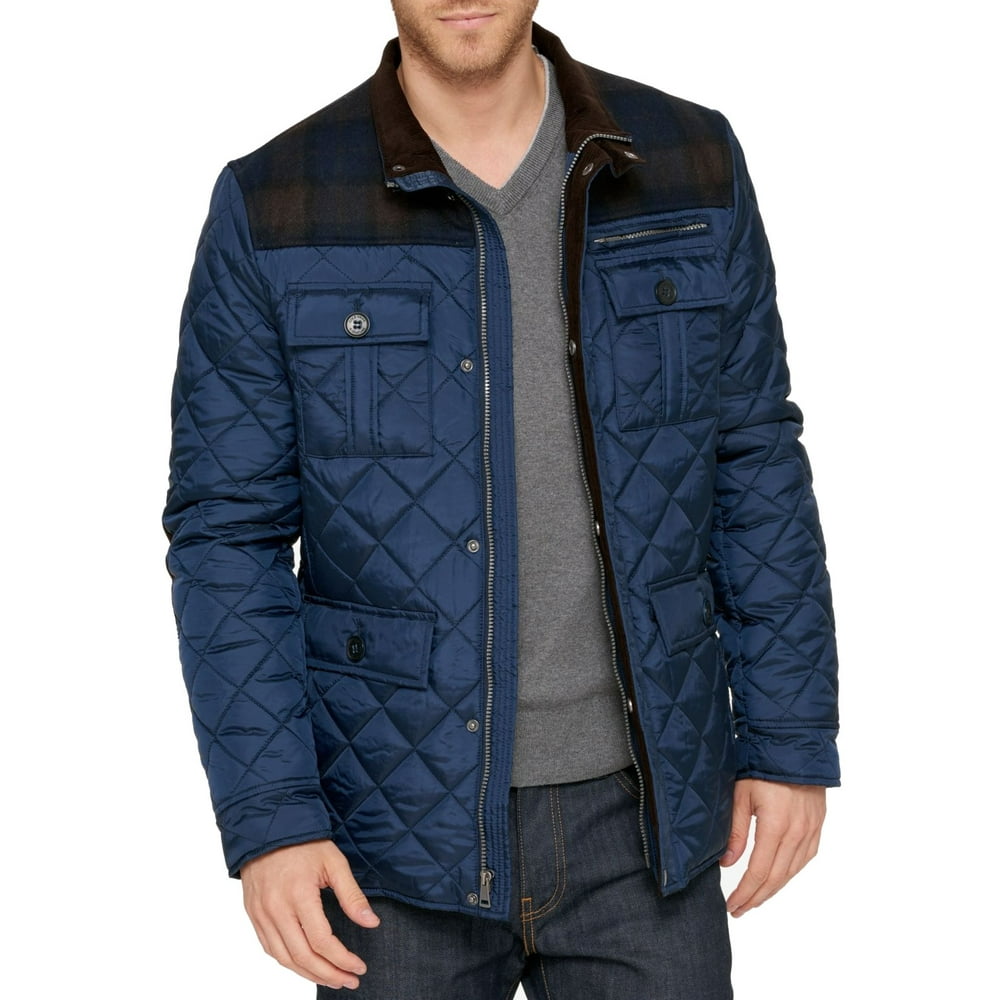 Cole Haan - Mens Jacket Small Quilted Corduroy Plaid Elbow-Patch S ...