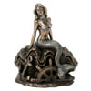 SUMMIT COLLECTION Art Nouveau Bronze Metal Colored Female Mermaid on Ocean Shell Figurine Display