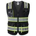 thumbnail image 1 of Chaleco de seguridad reflectante de malla JKSafety con bolsillos, negro, talla S, 1 of 6