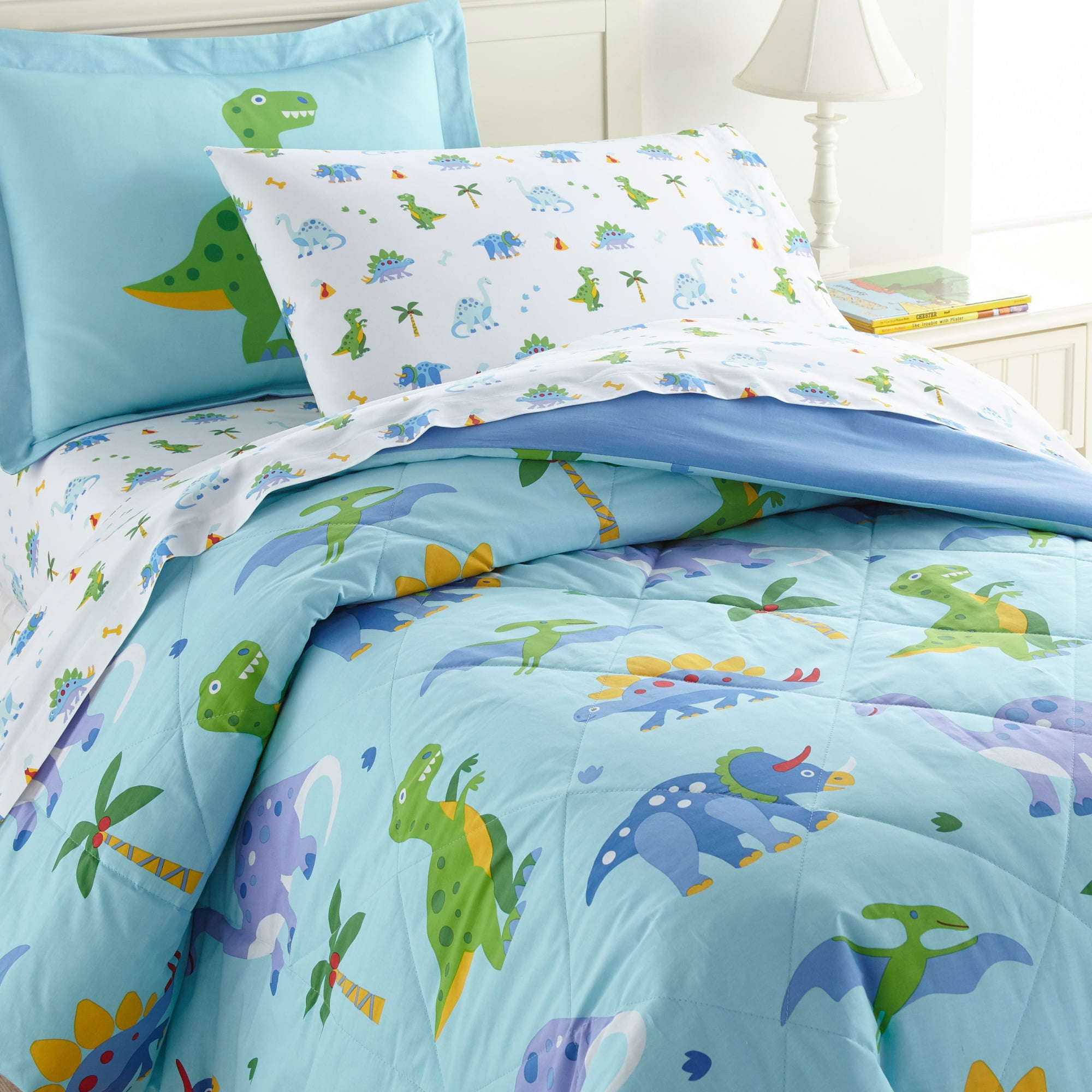 Fancy Linen DINOSAUR Grey blue Yellow Kids/Teens Comforter set New 