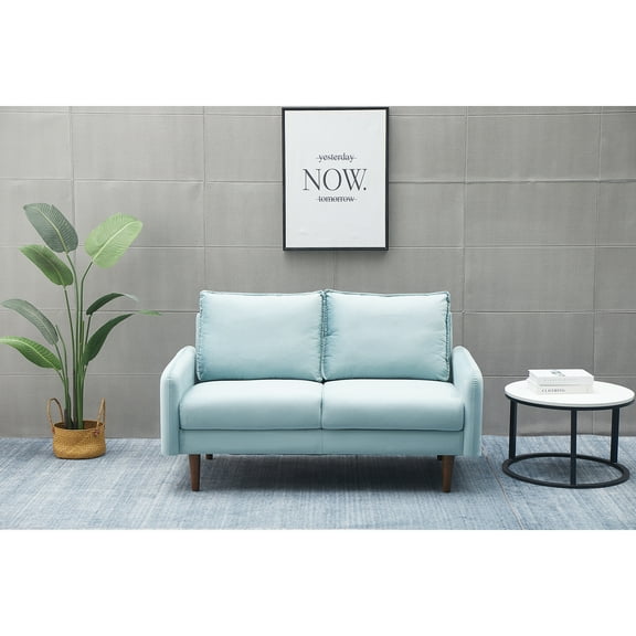 Kingway Furniture Aurora Velvet Living Room Loveseat in Light Grayish Cyan