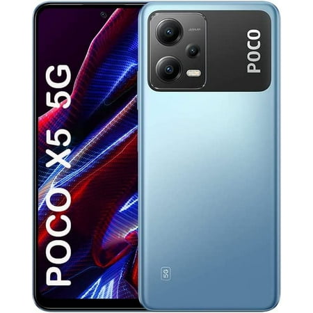 Xiaomi Poco X5 5G + 4G Volte Global Unlocked 128GB + 6GB GSM 6.67" 48 mp Triple Camera (ONLY Tmobile Mint Tello USA Market) + (Car Fast Car 51W Charger Bundle) (Blue)