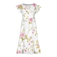 thumbnail image 3 of Zpanxa Robes Florales pour Filles Été Manches Courtes Manches Volantées Col Rond Imprimé de Fleurs Taille Poche Robe Superposée Polyester Spandex Multicolore 14-15 Ans, 3 of 5