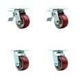 thumbnail image 2 of 4 Inch Poly on Aluminum Swivel Caster Set with Roller Bearing 2 Total Lock Brake, 2 of 2