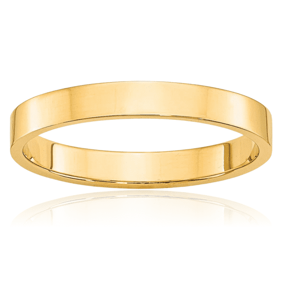 ICE CARATS 10K Solid Yellow Gold Flat 3mm Classic Plain Wedding Band Ring - Polished, Engravable Women's