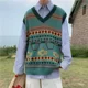 thumbnail image 4 of Suéter para hombre, chaleco informal con cuello en V, chalecos de punto estampados para hombre, diseñador, moda coreana barata, reseñas de ropa suave, top Harajuku, 4 of 5