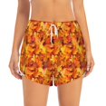 thumbnail image 2 of Balery Autumn Maple Leaf Pile Pantalones cortos deportivos para mujer con forro y dos bolsillos, elásticos, para entrenamiento, gimnasio, yoga-Large, 2 of 7
