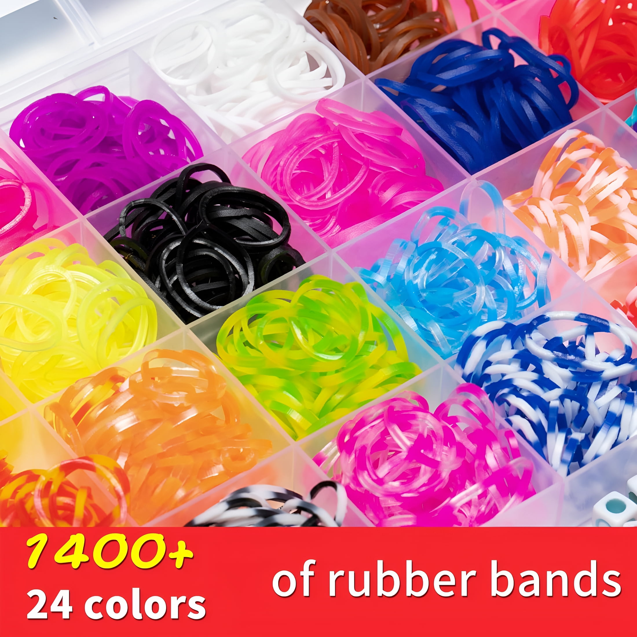 TUWAFE 2026 New 24 Colors Rubber Band Bracelet Kit,Bracelet Making Kit for Art and Craft,Rubberband Bracelets Kit for Kids Ages 6+